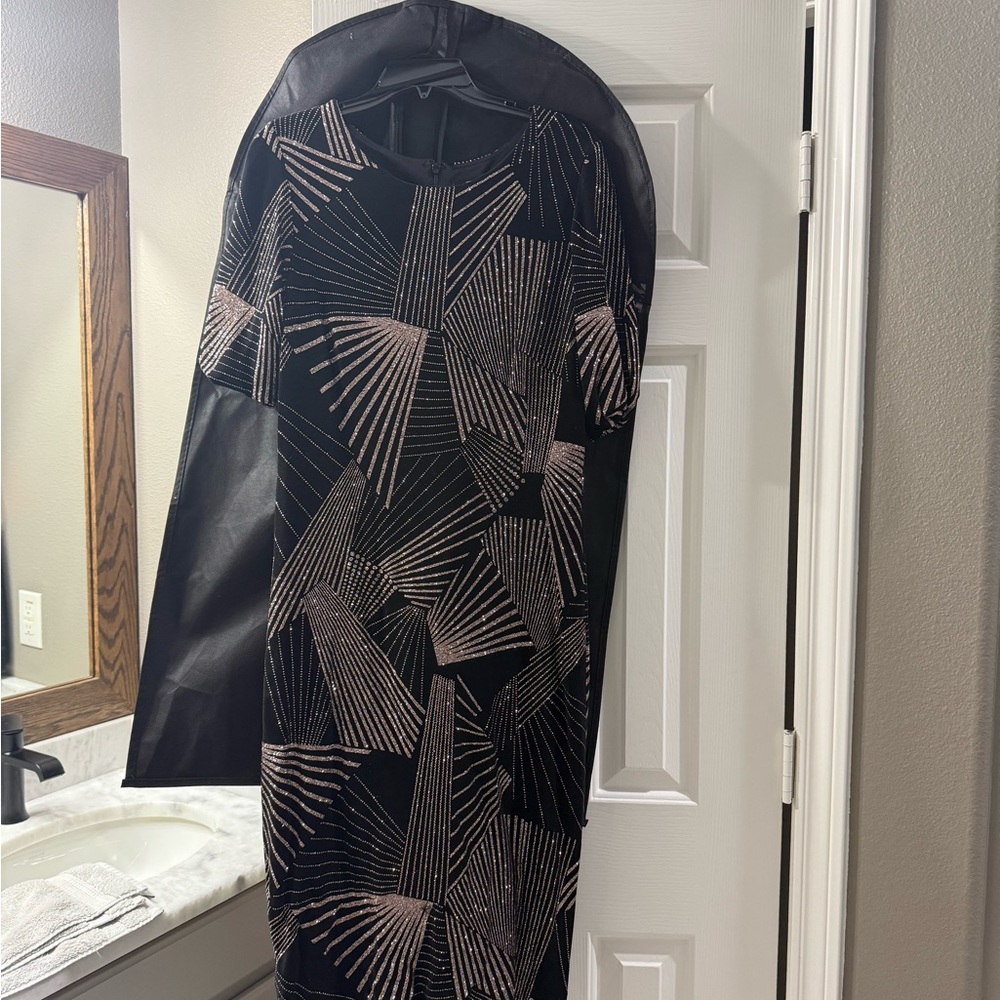 Black and rose gold Geometric Dress